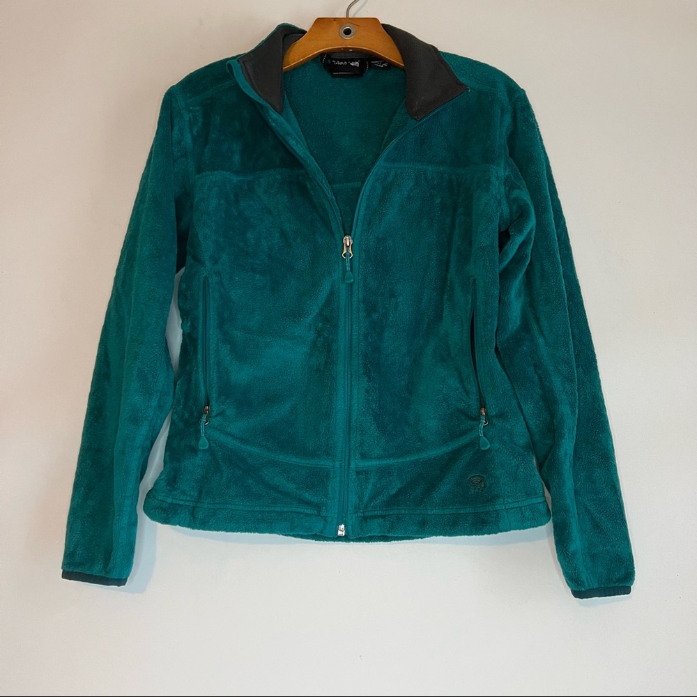 Mountain Hardware Women's Green Teal  Zip Up Fleece Sweater Jacket Size Small